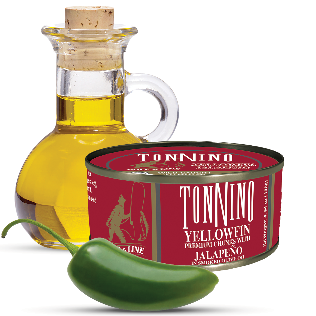 Tonnino Yellowfin Premium Chunks With Jalapeño in Smoked Olive Oil, 4.94 oz
