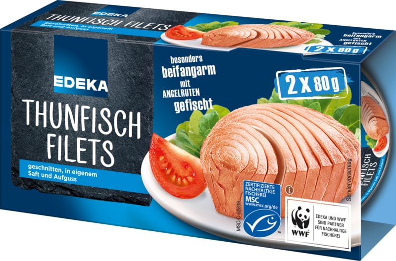 EDEKA tuna fillets in their own juice and infusion 2x80g image