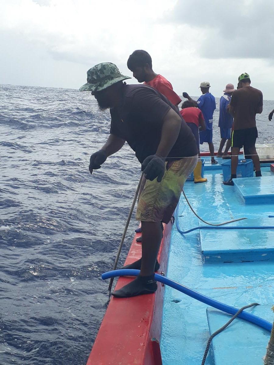 Hand Line Fishing at Maldives. Indian Ocean Paradise 